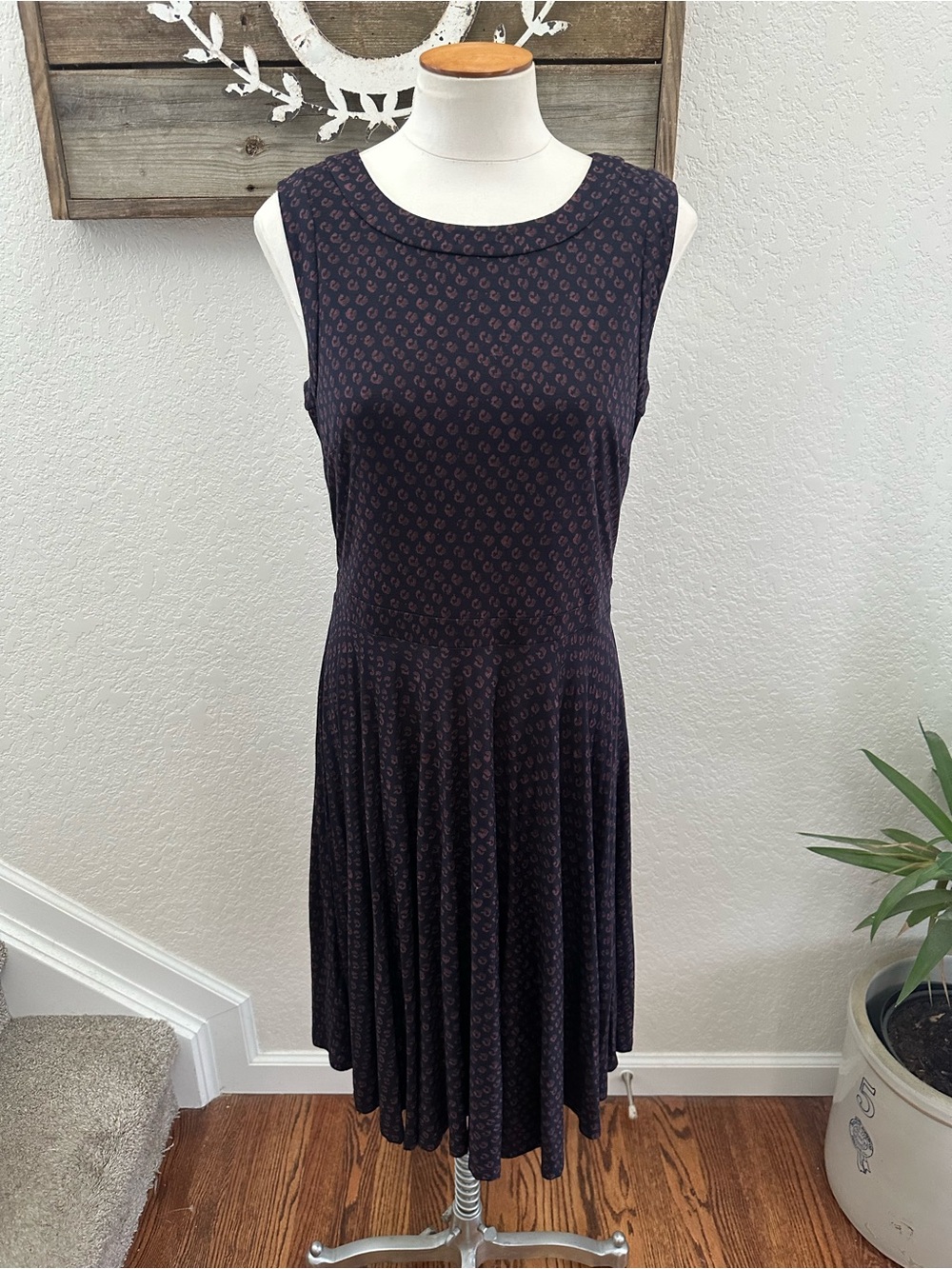 LOFT navy red sleeveless stretch knit dress ladies size M NWT
